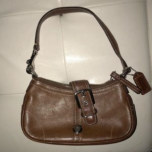 Brown Coach leather shoulder bag